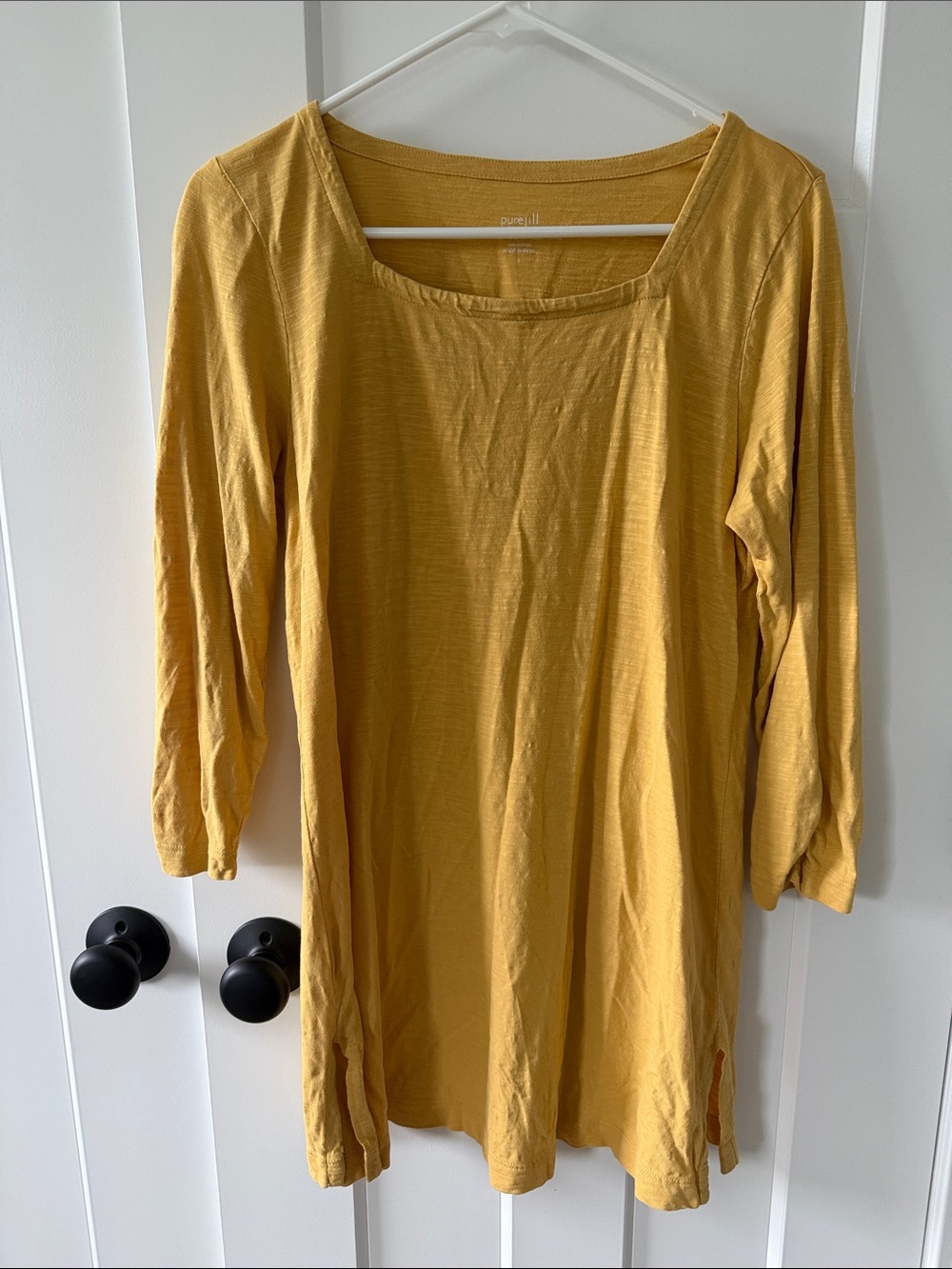 Mustard Long-Sleeve Scoop Neck Women's Top